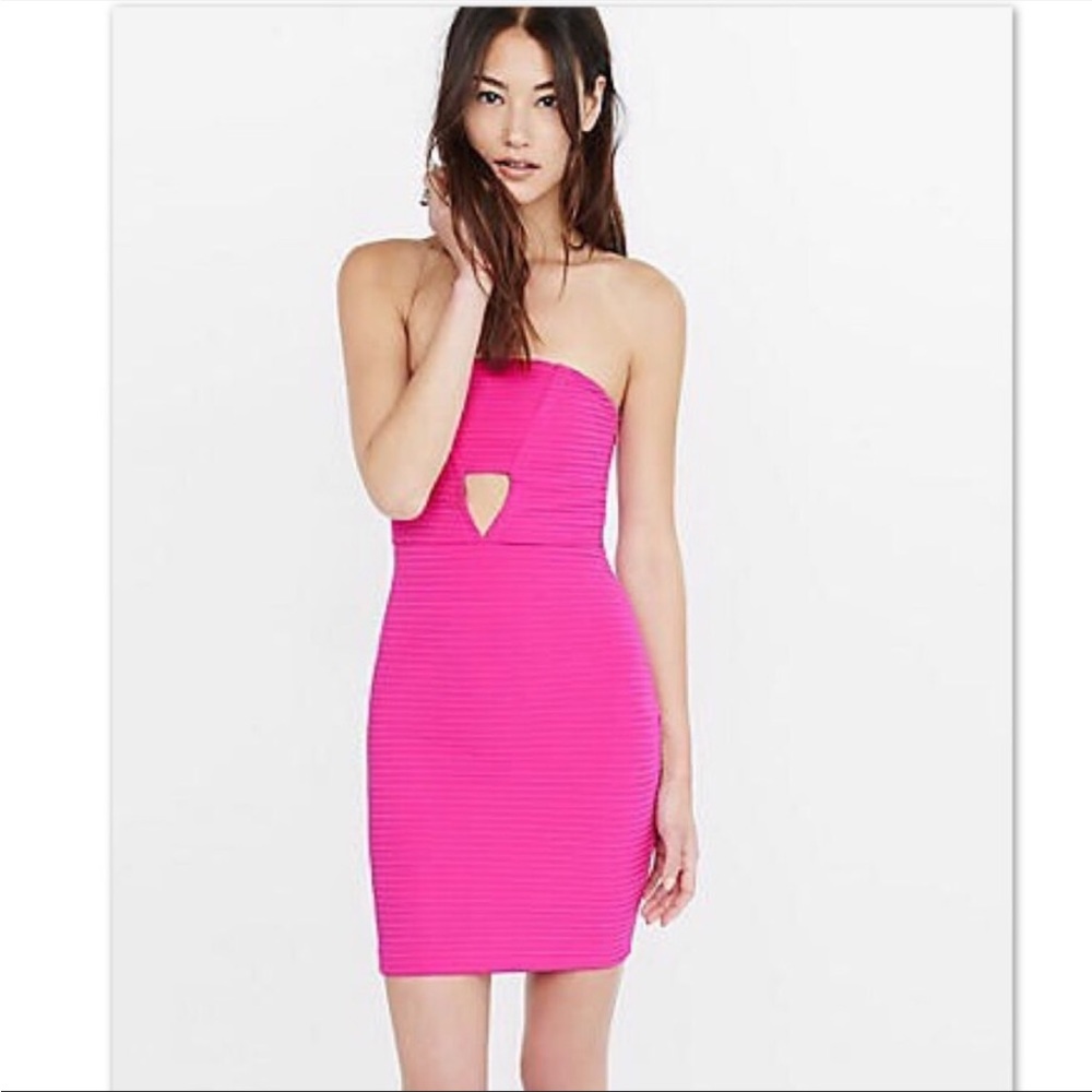 Express hot pink strapless dress